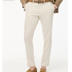 Straight-fit plaid linen-cotton blend pant, mens size 31x30